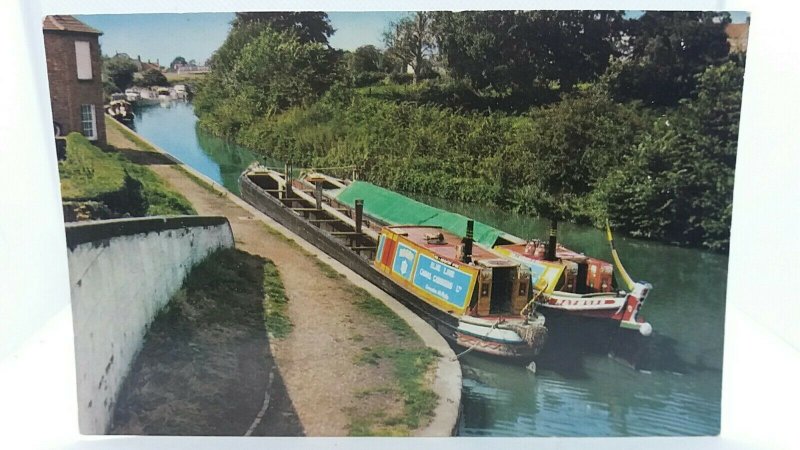 Vintage Postcard Narrowboats Braunston Grand Union Canal Blue Line Charters