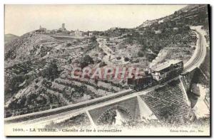 Postcard Old Train Locomotive La Turbie Railway cogwheel