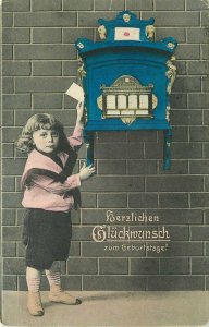 Germany Child mailing letter herzlichen Gluckwunsch Postcard 21-13622