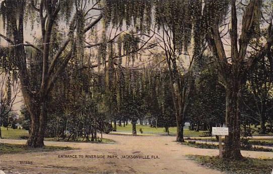 Florida Jacksonville Entrance To Riverside Park 1915