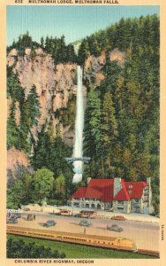 Vintage Postcard 1930's Latourell Falls Sheer Drop Columbia River Highway Oregon