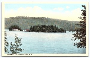 1919 Cedar Island Fourth Lake New York NY Mountain Attraction Posted Postcard