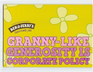 Postcard Granny-Like Generosity Is Corporation Policy, Ben & Jerry's, Vermont