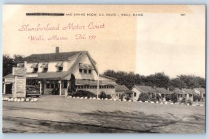 1940 Wells Maine ME Vintage Postcard Frances Jewell Court Dining Room U.S. Route
