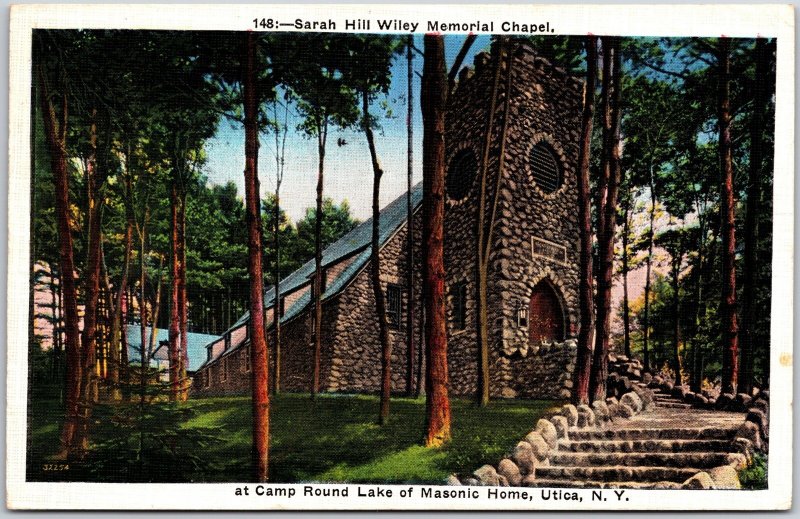 Utica New York NY, 1938 Sarah Hill Wiley Memorial Chapel at Camp Round, Postcard