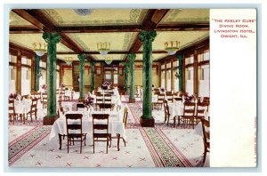 c1905s The Keeley Cure Dining Room Livingston Hotel Dwight Illinois IL Postcard