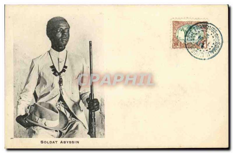 VINTAGE POSTCARD Djibouti Somali Soldier abyssin SIGNAL