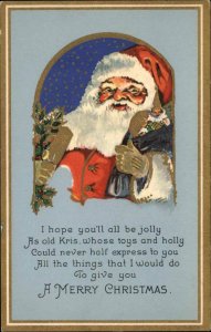 CHRISTMAS Santa Claus and Verse c1910 Postcard