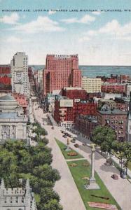 Wisconsin Milwaukee Wisconsin Avenue Looking Towards Lake Michigan 1950