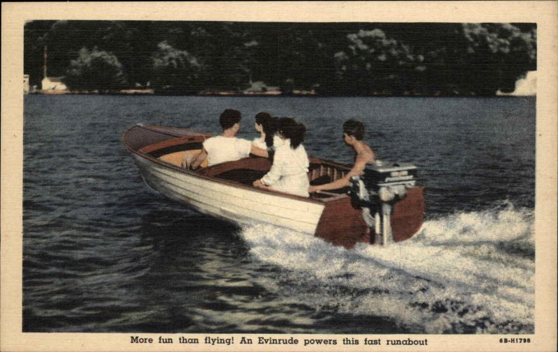 Evinrude Boat Motor Advertising LINEN Postcard