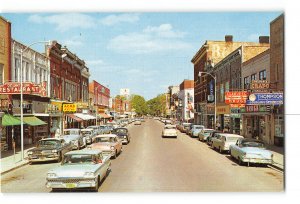 Mt Pleasant Michigan MI Vintage Postcard Street Scene Store Fronts Broadway St