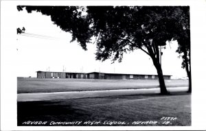 Real Photo Postcard Nevada Community High School in Nevada, Iowa