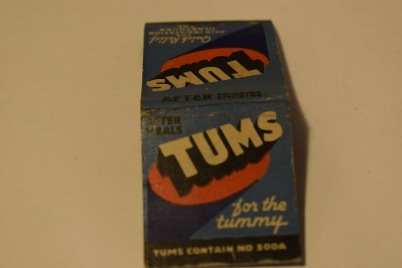 Tums for the Tummy Advertising 20 Strike Matchbook Cover