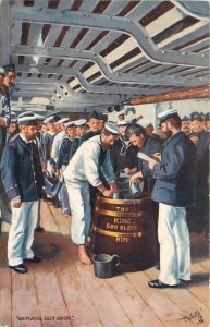 Postcard C-1910 Tuck Hearts of Oak sailors Serving grog Military RP24-2467