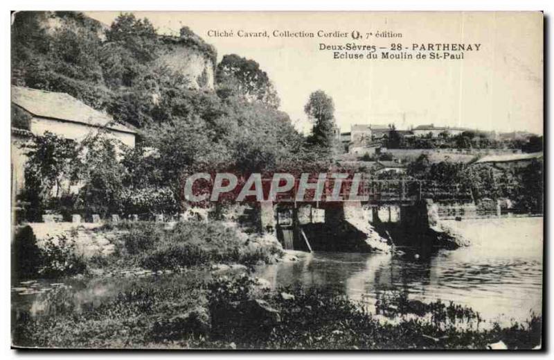 Parthenay Old Postcard Lock st paul mill