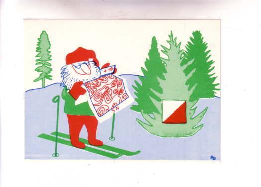 Santa Clause with Glasses on Cross Country Skiies, Oreinteering, PP, Swedish ...