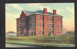 ENID OKLAHOMA LINCOLN HIGH SCHOOL BUILDING VINTAGE POSTCARD