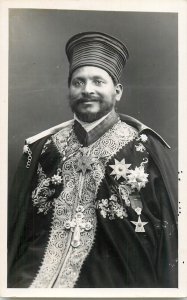 Sultan maharajah dressed for a State function real photo postcard