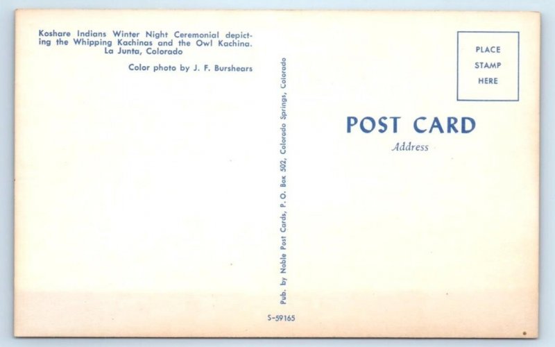 La JUNTA, CO Colorado ~ KOSHARE INDIAN CEREMONIAL Kachinas c1950s Postcard