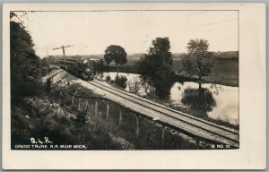 MUIR MI GRAND TRUNK RAILROAD ANTIQUE REAL PHOTO POSTCARD RPPC