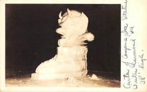 RPPC Devil Snow Sculpture Winter Carnival Hanover '50 Photo Odd Vintage Postcard