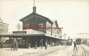 Depot, Illinois, Aurora, RPPC, Chicago Burlington & Quincy Railroad Station