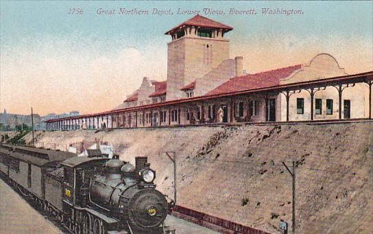 Washington Everett Train At Great Northern Railroad Depot Lower View