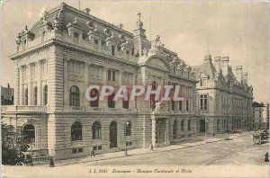 Old Postcard Lausanne Cantonal Bank and Post Office