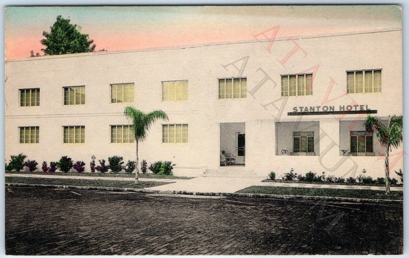 c1940s St. Petersburg, Fla. Stanton Hotel Patio Porch SHARP Hand Colored PC A170