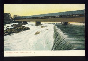 Manchester, New Hampshire/NH Postcard, Amoskeag Falls, Wooden Bridge