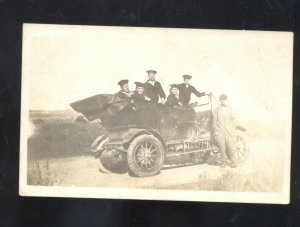 RPPC WWI US ARMY SOLDIERS 1918 BRASS ERA VINTAGE CAR REAL PHOTO POSTCARD