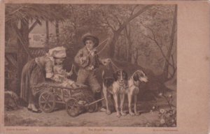 Children With Young Child In Dog Cart The First Outing Erste Ausfahrt