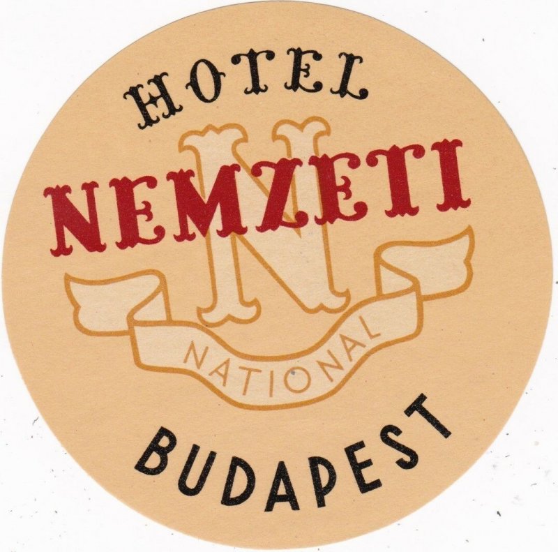 Hungary Budapest Hotel Nemzeti Vintage Luggage Label lbl0025