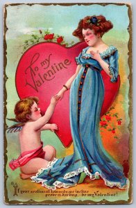 K47/ Valentine's Day Love Holiday Postcard c1910 Cupid 96