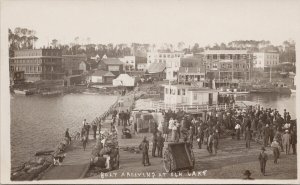 Elk Lake Ontario Boat Arriving (J.F. Booth Ship??) ON Unused RPPC Postcard H36