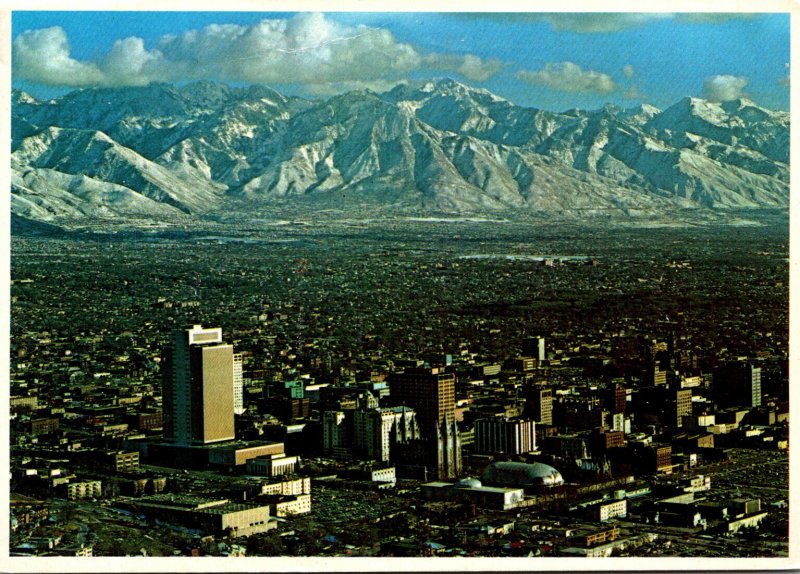 Utah Salt Lake City Aerial View Of Downtown