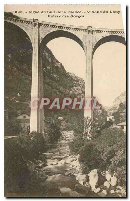 Old Postcard Line South of France Viaduct entrance wolf Gorges