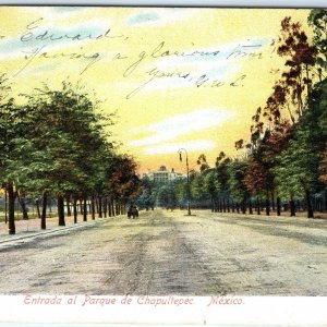 c1900s Mexico Entrada al Parque de Chapultepec Photo UDB Postcard A81