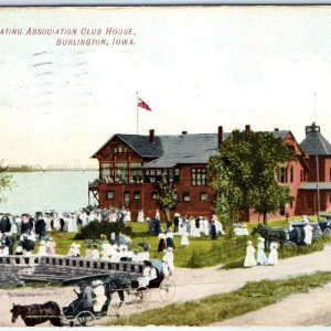 c1910s Burlington, IA Boating Association Huge Crowd Postcard J.J. Curran A90