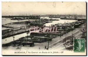 Marseille Old Postcard General view of the Joliette basin