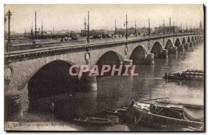Old Postcard Bourdeaux The Bridge On The Garonne Boat Peniche