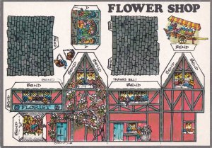 Construct A Flower Shop Maze Unique Cardboard Model Postcard