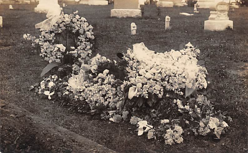 Flowers at the Grave Site Real Photo Cemetery, Cemetries Unused 