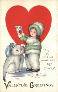 Margaret Evans Price Valentine Stecher Ser 1507D Girl and Cat c1910 PC