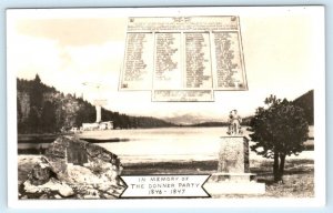 RPPC DONNER PARTY Memorial, California CA ~ Cross & Monument c1930s Postcard