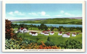 WATKINS GLEN, NY ~ Roadside WINTERS' CABINS Seneca Lake c1940s Linen Postcard