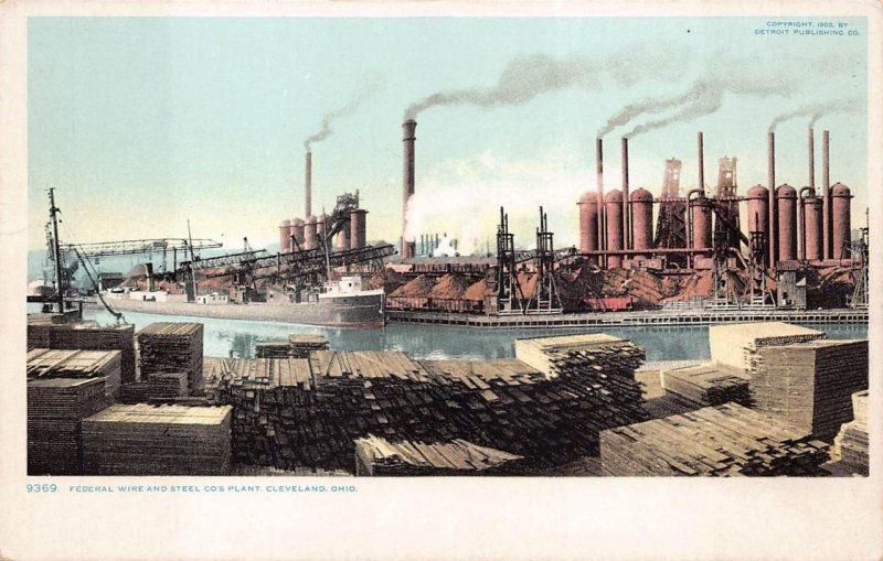 FEDERAL WIRE & STEEL CO'S PLANT CLEVELAND OHIO POSTCARD (c. 1910)