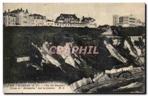 Old Postcard Biarritz Cote Des Basques Villas and Helianthe On Cliff