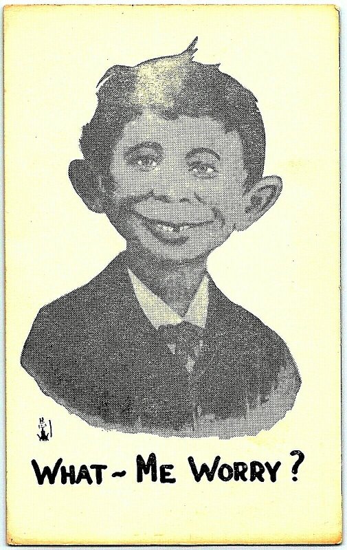 Alfred E Neuman Mad Magazine What Me Worry Comic Card 1940s-1950s