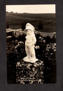 WI Statue in Park Little Boy Dickeyville Wisconsin RPPC RP Real Photo Postcard